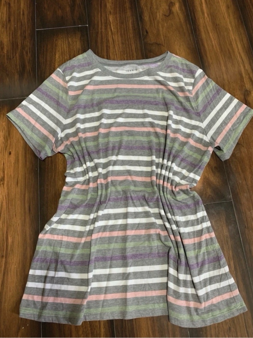 Torrid Ix Striped Classic Fit Colorful Short Sleeve Tee Shirt 441